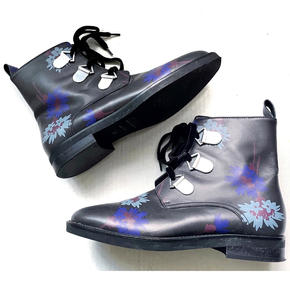 Tanya Taylor
X Coliac Floral Ankle Combat Boots with velvet shoelaces size 8.5